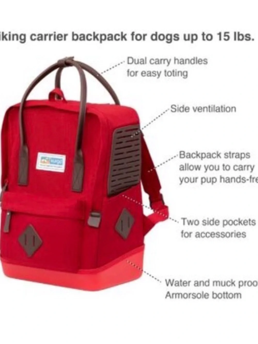 Kurgo Red Dog Carrier Backpack with Teal Interior